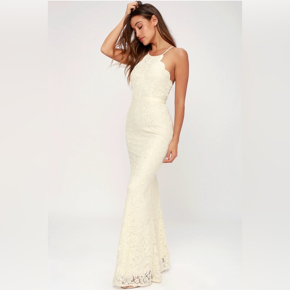 Lulus Zenith Cream Lace Maxi Dress